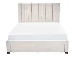 Lit avec 3 tiroirs 140 x 200 cm - Tissu - Beige + Matelas - LIAKO