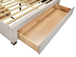 Lit avec 3 tiroirs 180 x 200 cm - Tissu - Beige + Matelas - LIAKO