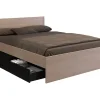 Lit avec 4 tiroirs 140 x 190 cm - Coloris : Naturel et noir - VELONA