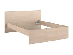 Lit avec 4 tiroirs 140 x 190 cm - Coloris : Naturel et noir - VELONA