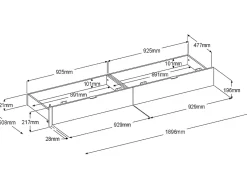 Lit avec 2 tiroirs 140 x 190 cm - Coloris : Naturel et noir + sommier - VELONA