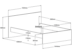 Lit avec 2 tiroirs 140 x 190 cm - Coloris : Naturel et blanc brillant - VELONA