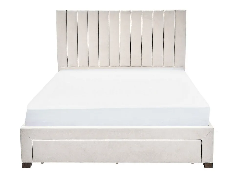 Lit avec 3 tiroirs 160 x 200 cm - Tissu - Beige - LIAKO