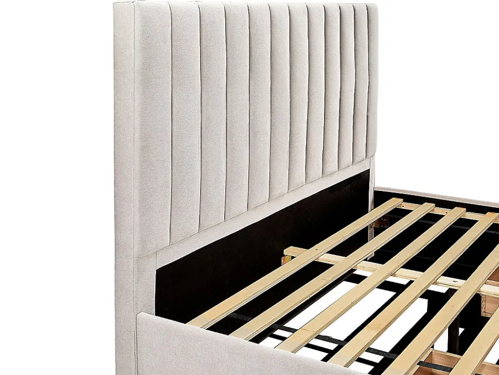 Lit avec 3 tiroirs 160 x 200 cm - Tissu - Beige - LIAKO