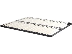 Lit avec 2 tiroirs 140 x 190 cm - Coloris : Naturel et blanc brillant + sommier - VELONA