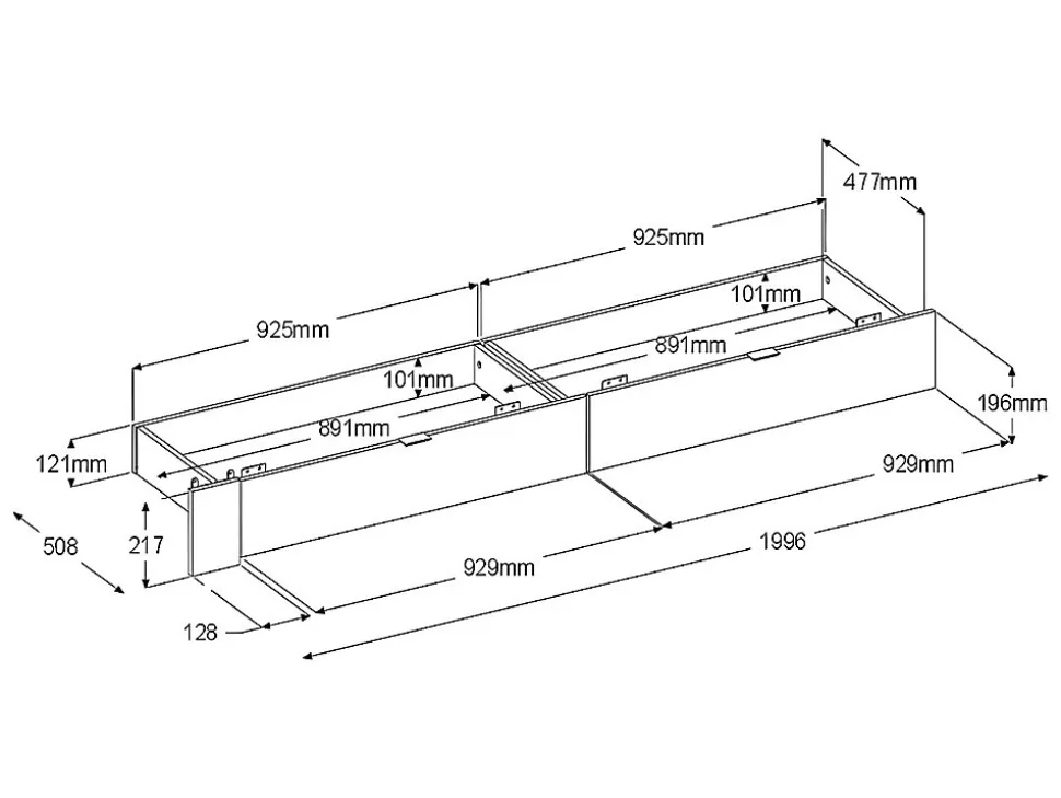 Lit avec 4 tiroirs 160 x 200 cm - Coloris : Naturel et noir + Sommier - VELONA