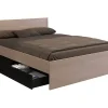 Lit avec 4 tiroirs 160 x 200 cm - Coloris : Naturel et noir - VELONA