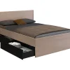 Lit avec 2 tiroirs 140 x 190 cm - Coloris : Naturel et noir - VELONA