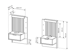 Lit avec chevets 160 x 200 cm - Avec LEDs - Coloris : Naturel et noir + Sommier - ARIADA