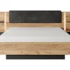 Lit avec chevets 140 x 190 cm - Avec LEDs - Coloris : Naturel et anthracite + Sommier + Matelas - ELYNIA