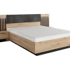 Lit avec chevets 160 x 200 cm - Avec LEDs - Coloris : Naturel et noir - ARIADA