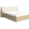 Lit avec chevets 160 x 200 cm - Avec LEDs - Coloris : Beige et naturel - LYORIMA