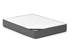 Lit avec chevets 160 x 200 cm - Avec LEDs - Coloris : Naturel et anthracite + Sommier + Matelas - ELYNIA
