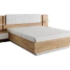 Lit avec chevets 160 x 200 cm - Avec LEDs - Coloris : Naturel et blanc + Sommier + Matelas - ELYNIA