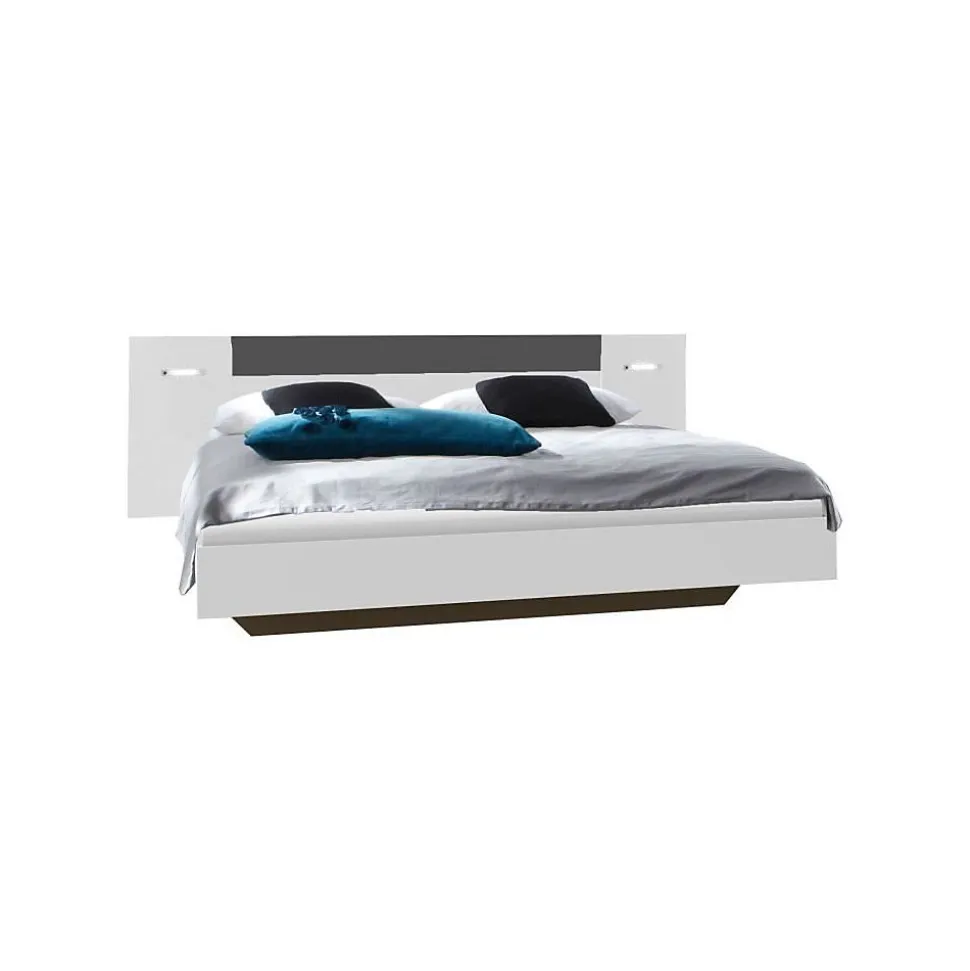 Lit avec éclairage - WIMEX - RHODES - 160 x 200 cm - Blanc / Rechampis graphite