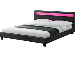 Lit avec LED 160 x 200 cm en PU noir - PICADILLY