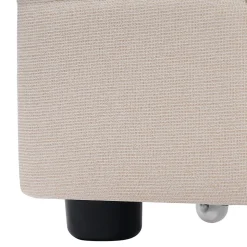 Lit avec rangement 90 x 200 cm - Lit Simple avec Tiroirs et LED - Lin Bois Métal - Sans Matelas - Beige