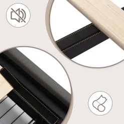 Lit avec rangement 90 x 200 cm - Lit Simple avec Tiroirs et LED - Lin Bois Métal - Sans Matelas - Gris