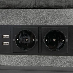 Lit avec rangement 140 x 200 cm - Lit Double avec 4 Tiroirs et LED - Lin Bois Métal - Sans Matelas - Gris