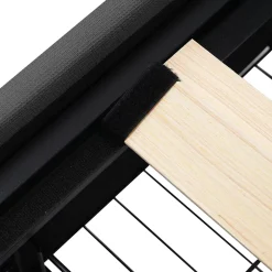 Lit avec rangement 160 x 200 cm - Lit Double avec Ports USB et LED - Lin Bois Métal - Sans Matelas - Gris