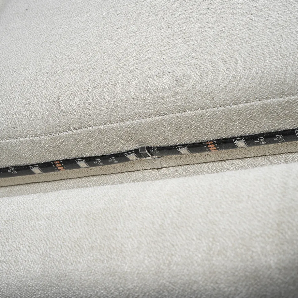 Lit avec rangement 160 x 200 cm - Lit Double avec 2 Tiroirs et Prise USB - Lin - Sans Matelas - Beige