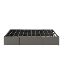 Lit avec rangement 90x200 cm - Lit simple avec 2 tiroirs et bande LED - Sans matelas - Gris