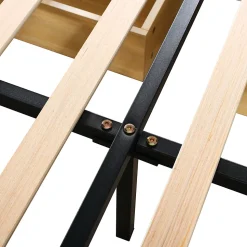 Lit avec rangement 140x200 cm - Lit double tête fleur - Velours - Sans Matelas - Beige