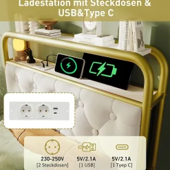 Lit avec Rangement 90x200 cm - Lit Simple Capitonné avec 2 Tiroirs, Ports USB et LED, Matelas Inclus, Velours, Blanc