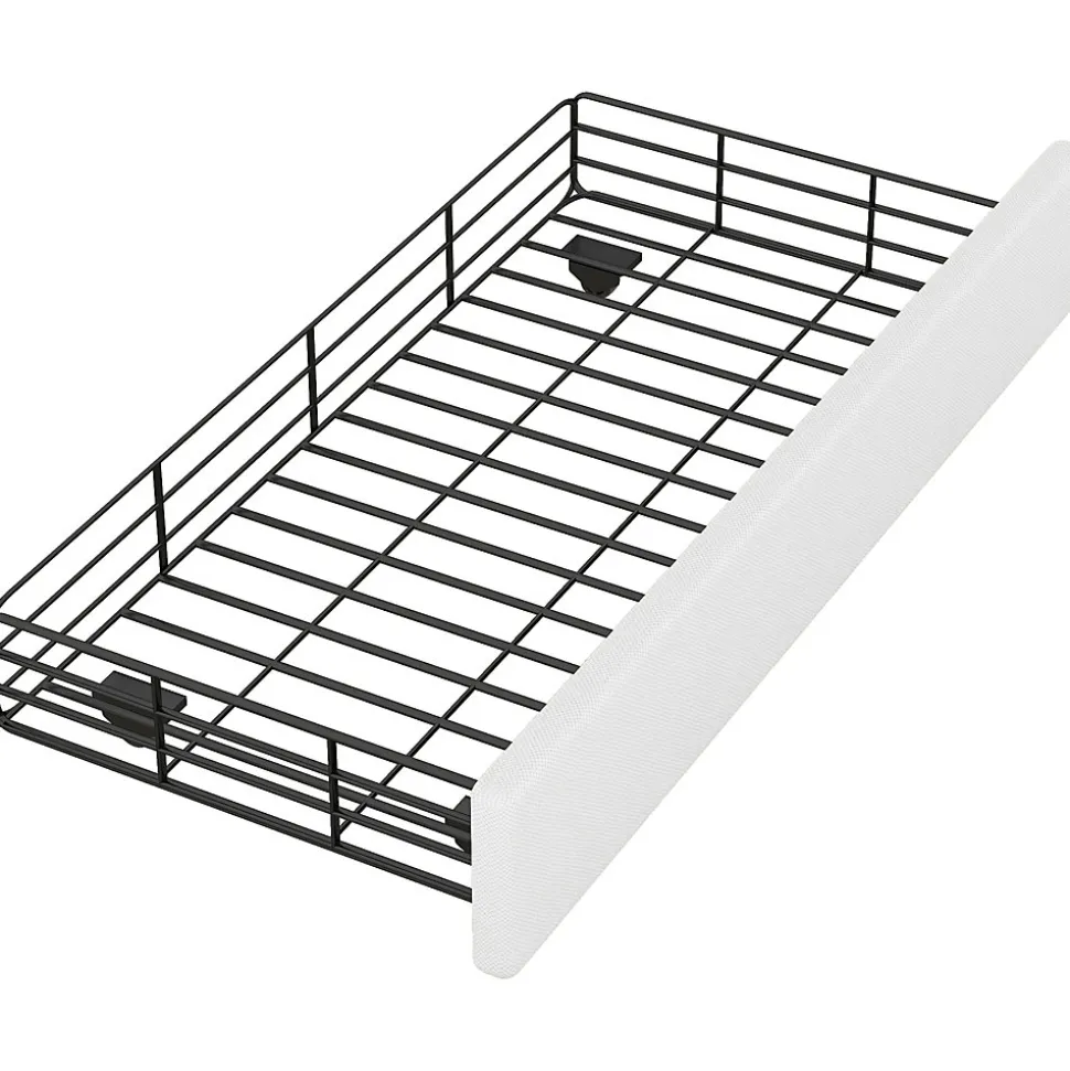 Lit avec rangement 90x200 cm simple capitonné avec 2 tiroirs et tête de lit courbée cloutée - revêtement en lin beige foncé