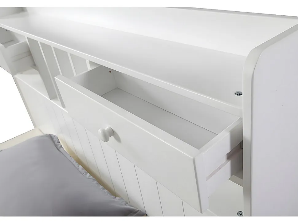 Lit avec rangements 140 x 190 cm - Blanc - MEDERICK