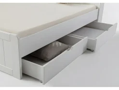 Lit avec rangements 140 x 190 cm - Blanc - MEDERICK