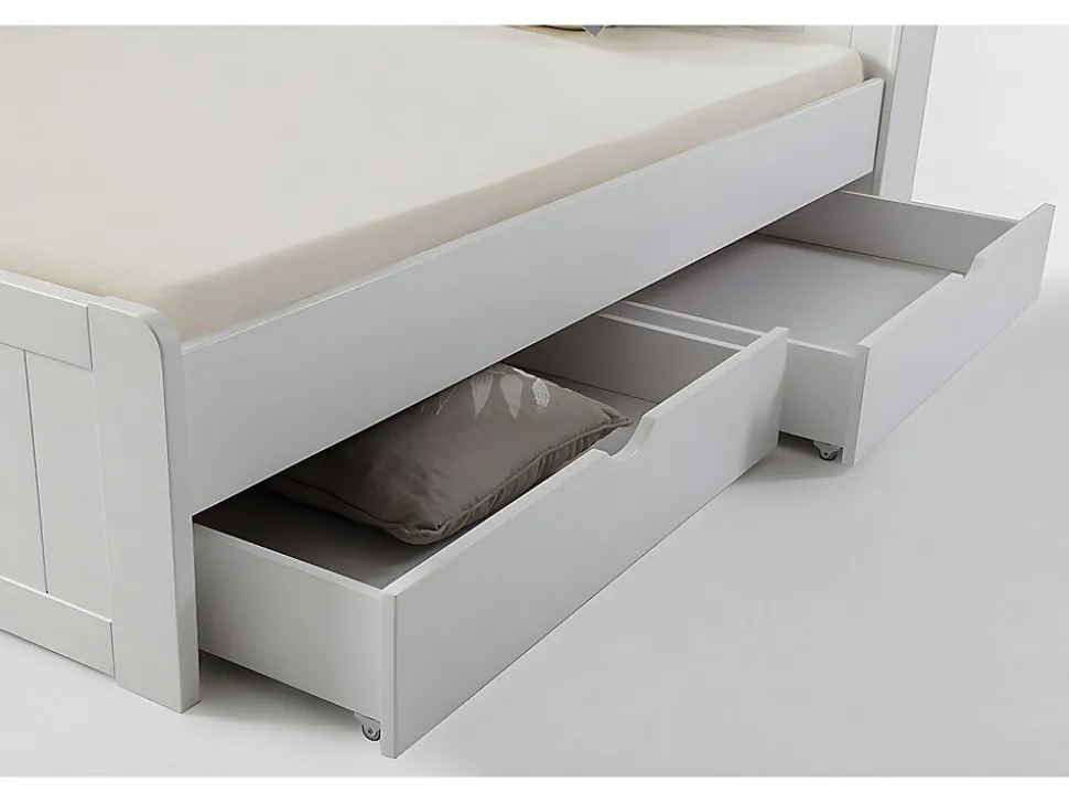 Lit avec rangements 140 x 190 cm - Blanc - MEDERICK