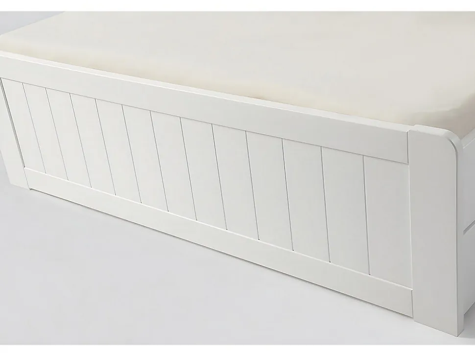 Lit avec rangements 140 x 190 cm - Blanc - MEDERICK