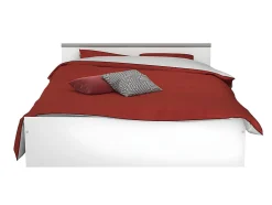 Lit avec rangements 140 x 190 cm - 2 tiroirs et 1 niche - Coloris : Blanc + Sommier - PABLO