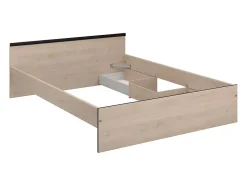 Lit avec rangements 140 x 190 cm - 2 tiroirs et 1 niche - Coloris : Naturel - PABLO