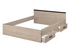 Lit avec rangements 140 x 190 cm - 2 tiroirs et 1 niche - Coloris : Naturel - PABLO