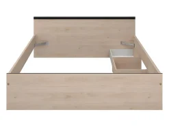 Lit avec rangements 140 x 190 cm - 2 tiroirs et 1 niche - Coloris : Naturel - PABLO