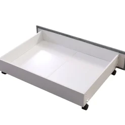 Lit avec Rangements 160x200, Lit Double Capitonné en Velours Gris avec 2 Tiroirs