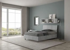 Lit avec sommier à lattes 120x190, tête de lit inclinée Demas en béton