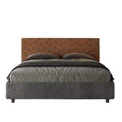 Lit avec sommier rembourré 160x200 tissu Era 04 orange Arla