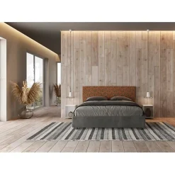 Lit avec sommier rembourré 160x200 tissu Era 04 orange Arla