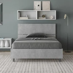 Lit avec sommier 120x190, tête de lit droite en béton Demas