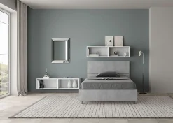 Lit avec sommier 120x190, tête de lit droite en béton Demas