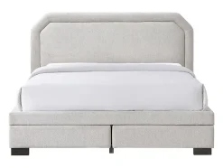 Lit avec tiroirs 160 x 200 cm - Tissu - Beige + Matelas - INASTO