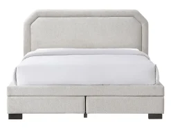 Lit avec tiroirs 180 x 200 cm - Tissu - Beige + Matelas - INASTO