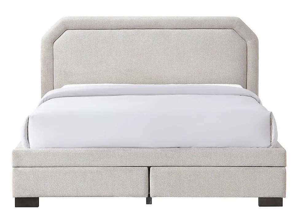 Lit avec tiroirs 180 x 200 cm - Tissu - Beige + Matelas - INASTO