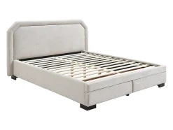 Lit avec tiroirs 140 x 190 cm - Tissu - Beige - INASTO