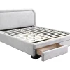 Lit avec tiroirs 160 x 200 cm - Tissu - Gris clair + Matelas - INASTO