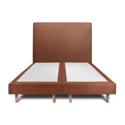 Lit avec tête de lit bouclette et sommier tapissier - Lit en bois massif