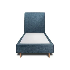 Lit avec tête de lit bouclette et sommier tapissier - Lit en bois massif